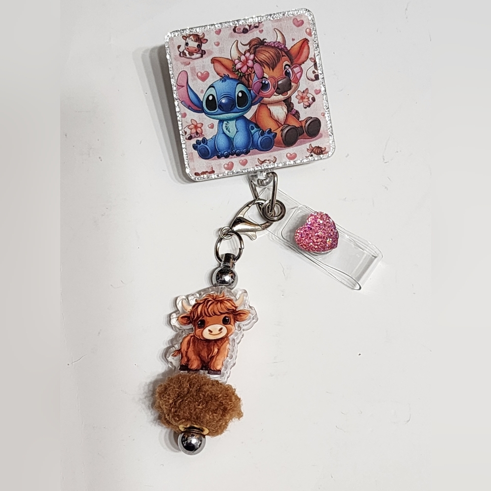 Cow Badge Reel Blue‎ Alien Sti Alligator Clip ID Holder Retractable